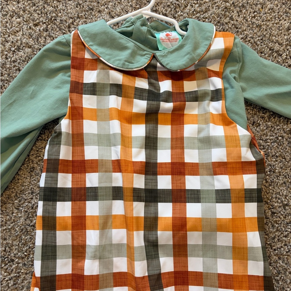 Plaid Kids Bodysuit with Green Sleeves